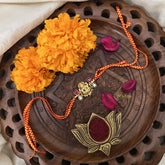 Vriksham RakshaBandhan Kundan Jadau Lakshmi Pendant Rakhi-Red White-G18972